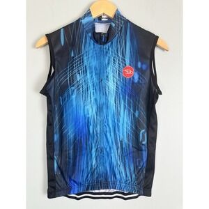 Cycling Jersey Men's Sleeveless Small Blue Graphic Full Zip Back Pockets NWT